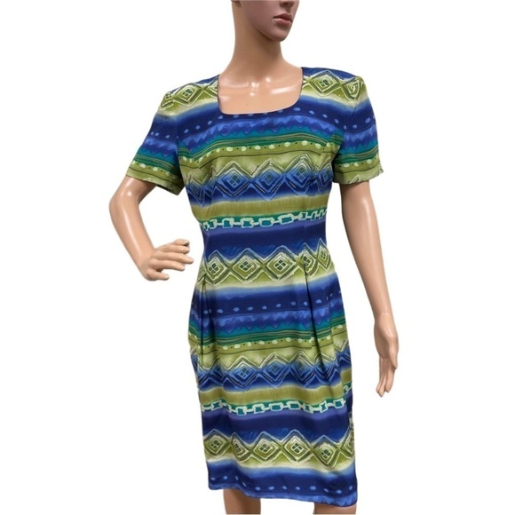 MAGGY London Dress - Blue Green Pattern - Women's - Size 8 - Picture 1 of 7